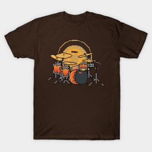 Pixel Flames Drums T-Shirt